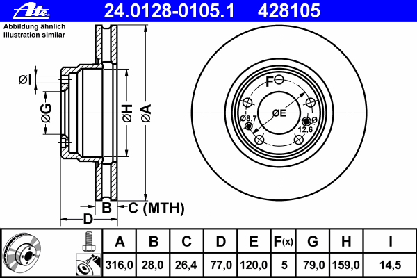 Тормозной диск ATE 24.0128-0105.1