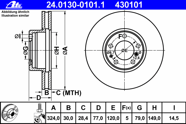 Тормозной диск ATE 430101