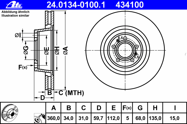 Тормозной диск ATE 24.0134-0100.1