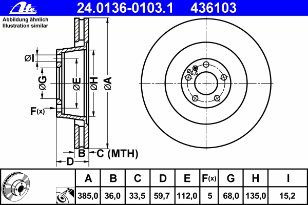 Тормозной диск ATE 24.0136-0103.1