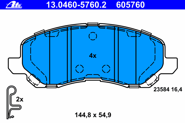Комплект тормозных колодок, дисковый тормоз ATE 13.0460-5760.2