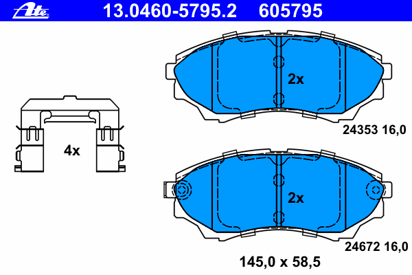 Комплект тормозных колодок, дисковый тормоз ATE 13.0460-5795.2