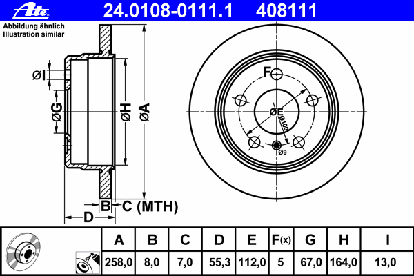 Тормозной диск ATE 24010801111