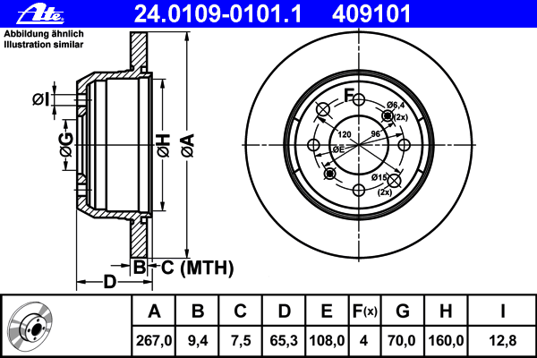 Тормозной диск ATE 24.0109-0101.1