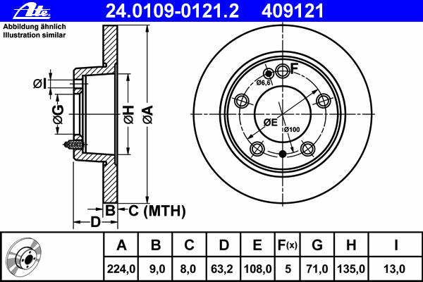 Тормозной диск ATE 24.0109-0121.2