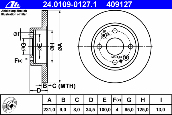 Тормозной диск ATE 24.0109-0127.1