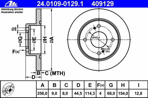 Тормозной диск ATE 24.0109-0129.1