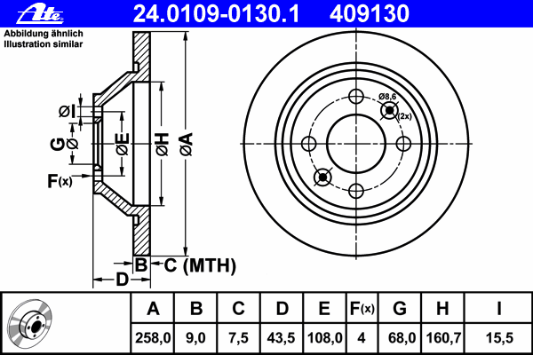 Тормозной диск ATE 24.0109-0130.1