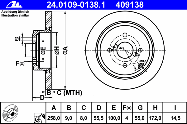 Тормозной диск ATE 24.0109-0138.1