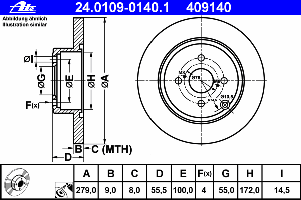 Тормозной диск ATE 24.0109-0140.1