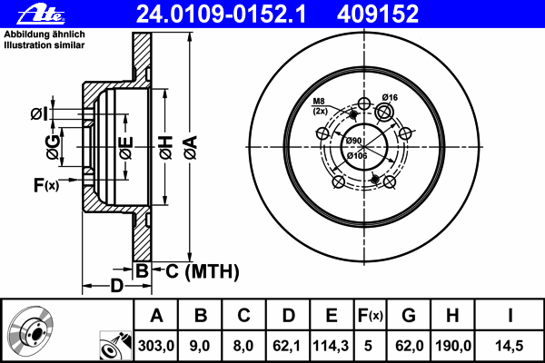 Тормозной диск ATE 24.0109-0152.1