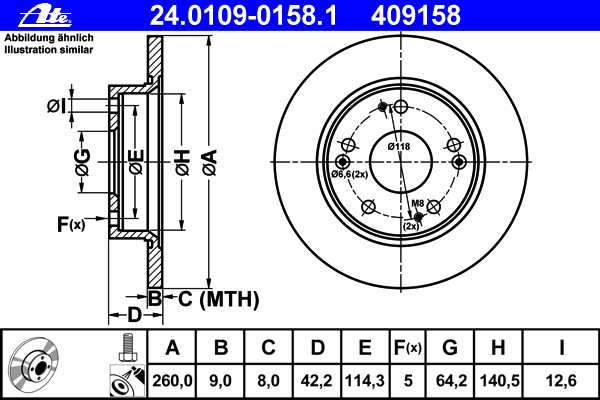 Тормозной диск ATE 24.0109-0158.1