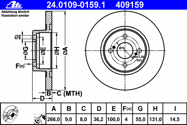 Тормозной диск ATE 24.0109-0159.1