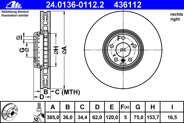 Тормозной диск ATE 24013601122