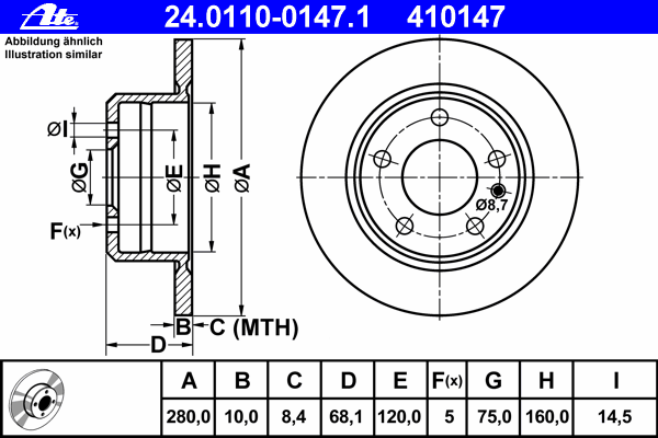 Тормозной диск ATE 24.0110-0147.1