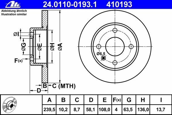 Тормозной диск ATE 24.0110-0193.1