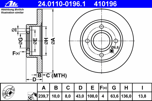 Тормозной диск ATE 24.0110-0196.1
