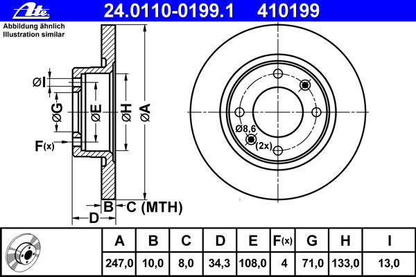 Тормозной диск ATE 24.0110-0199.1
