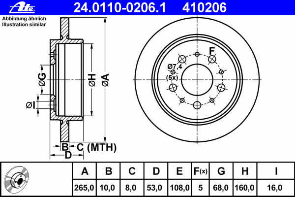 Тормозной диск ATE 24.0110-0206.1