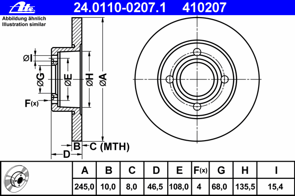 Тормозной диск ATE 24.0110-0207.1