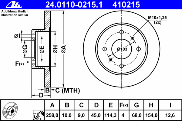 Тормозной диск ATE 410215
