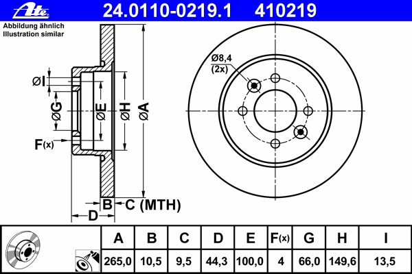 Тормозной диск ATE 410219