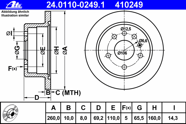 Тормозной диск ATE 24.0110-0249.1