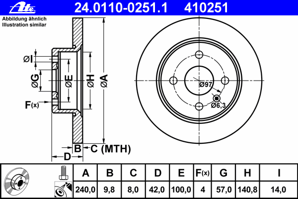 Тормозной диск ATE 24.0110-0251.1