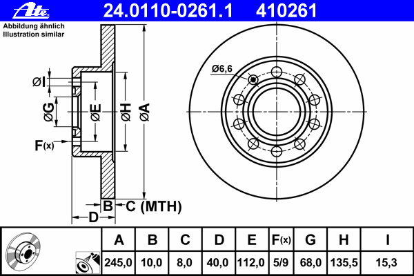 Тормозной диск ATE 24.0110-0261.1