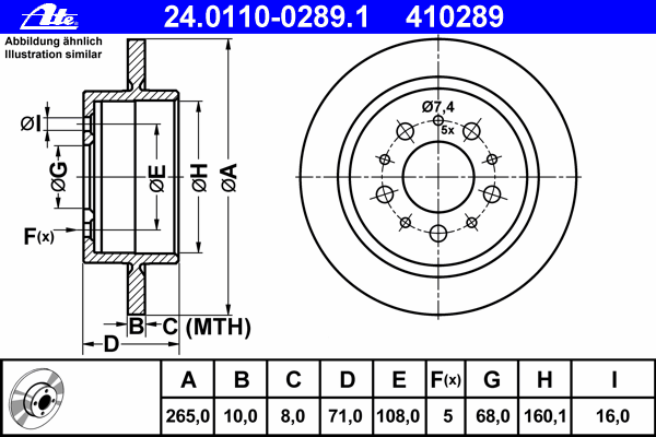 Тормозной диск ATE 24.0110-0289.1