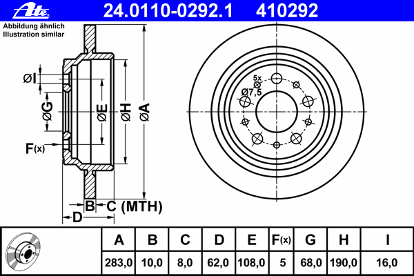 Тормозной диск ATE 24.0110-0292.1