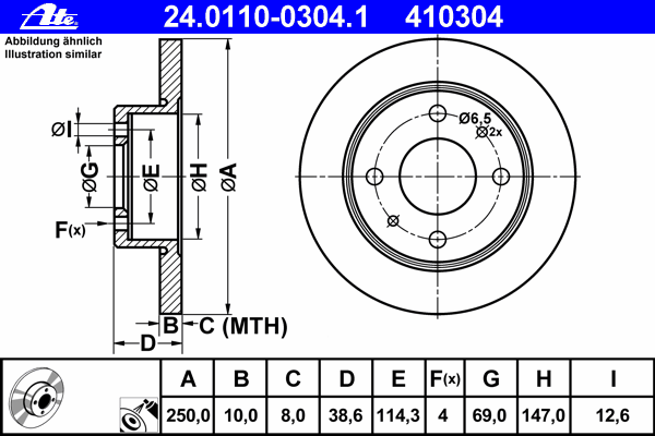 Тормозной диск ATE 24.0110-0304.1