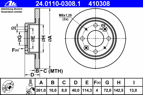 Тормозной диск ATE 24.0110-0308.1