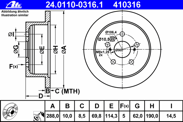 Тормозной диск ATE 24.0110-0316.1