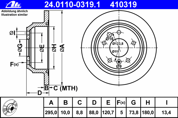 Тормозной диск ATE 24.0110-0319.1