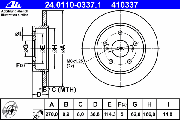 Тормозной диск ATE 24.0110-0337.1