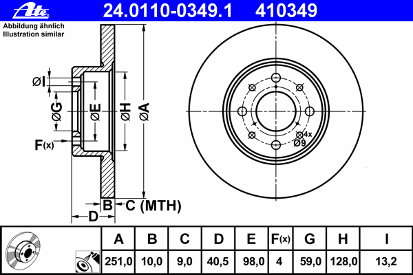 Тормозной диск ATE 24.0110-0349.1