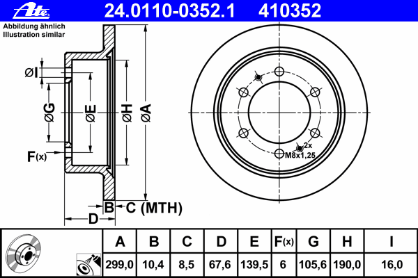Тормозной диск ATE 24.0110-0352.1