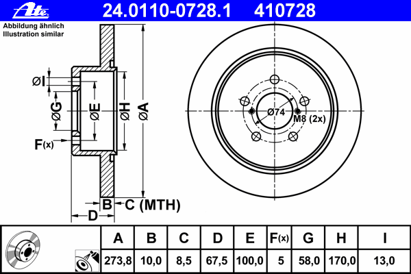 Тормозной диск ATE 24.0110-0728.1