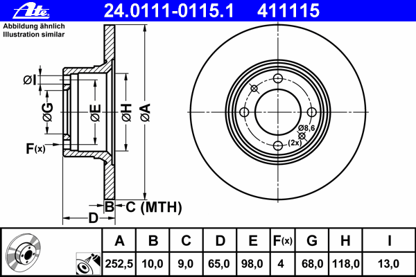 Тормозной диск ATE 24.0111-0115.1