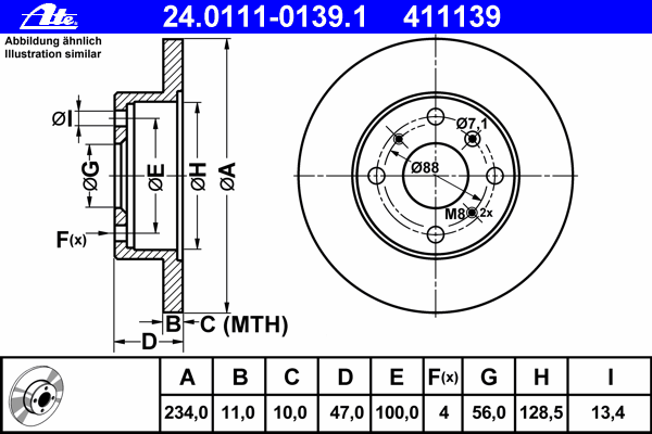 Тормозной диск ATE 24011101391