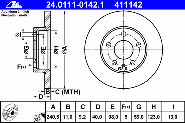 Тормозной диск ATE 24.0111-0142.1