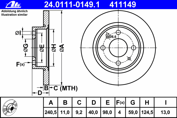 Тормозной диск ATE 24.0111-0149.1
