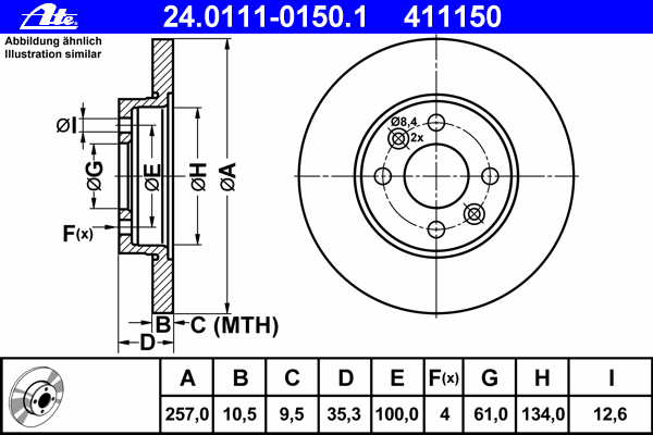 Тормозной диск ATE 24.0111-0150.1