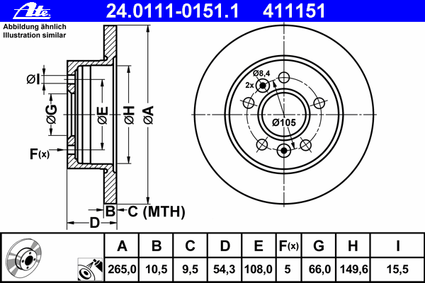 Тормозной диск ATE 24.0111-0151.1