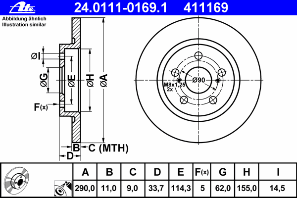 Тормозной диск ATE 24.0111-0169.1