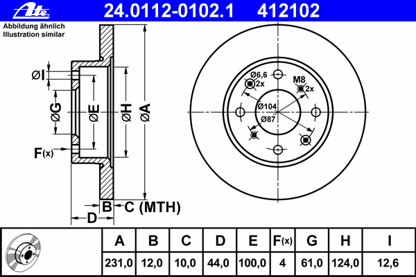 Тормозной диск ATE 24.0112-0102.1
