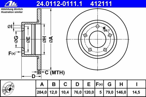 Тормозной диск ATE 24.0112-0111.1
