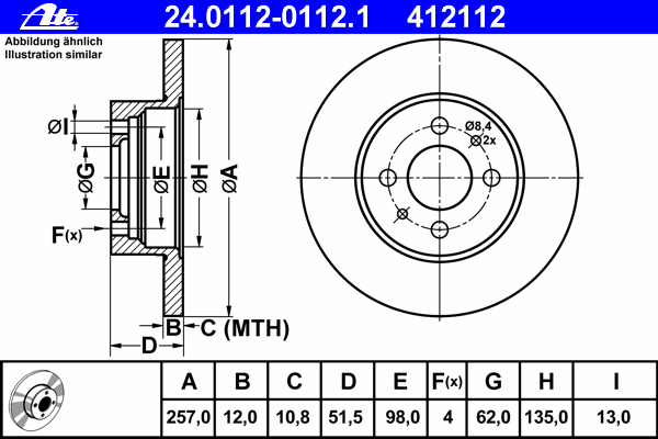 Тормозной диск ATE 24.0112-0112.1
