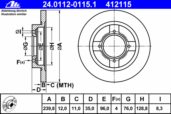 Тормозной диск ATE 24011201151